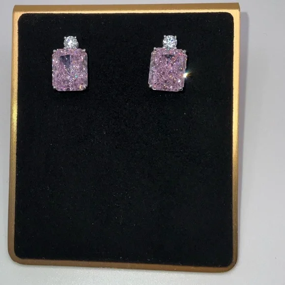 3.5ct Pink Sapphire Radiant Cut Earrings - Picture 13 of 15